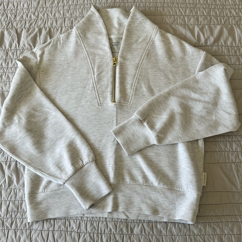 Varley Light Gray Half-Zip Shawl Collar Sweatshirt